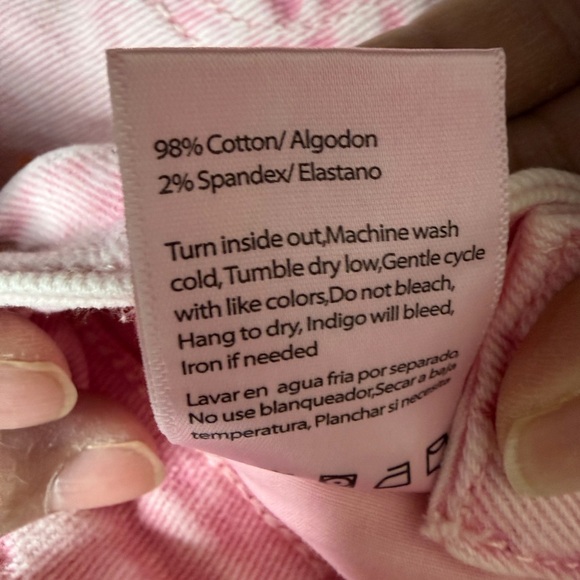 Risen Pink Acid Wash Frayed Denim Shorts Size XL - Picture 8 of 11